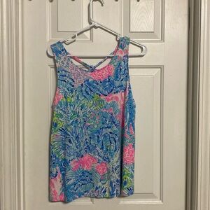 Lilly Pulitzer Tank Top - Kristen Criss Cross Strappy Back size L. EUC